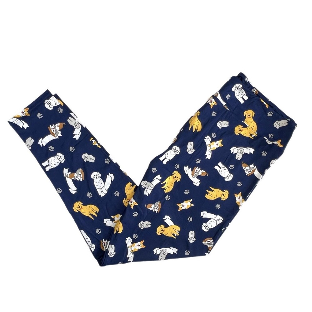 Os LuLaRoe Leggings Dogs Paws On Navy RARE Fits 0/8